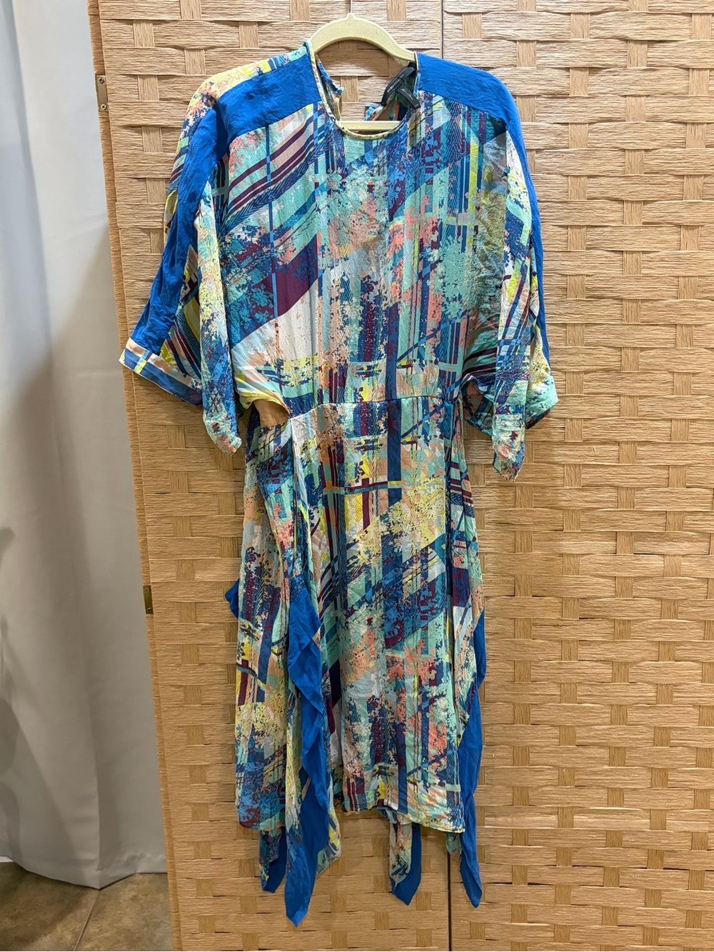 $398 BCBG MAXAZRIA Jaelyn Silk Chiffon Midi Dress XXS Handkerchief Hem Y2K